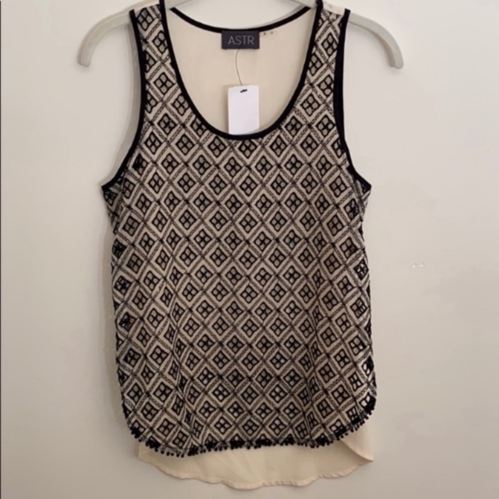 ASTR Cream and Black Patterned Tank